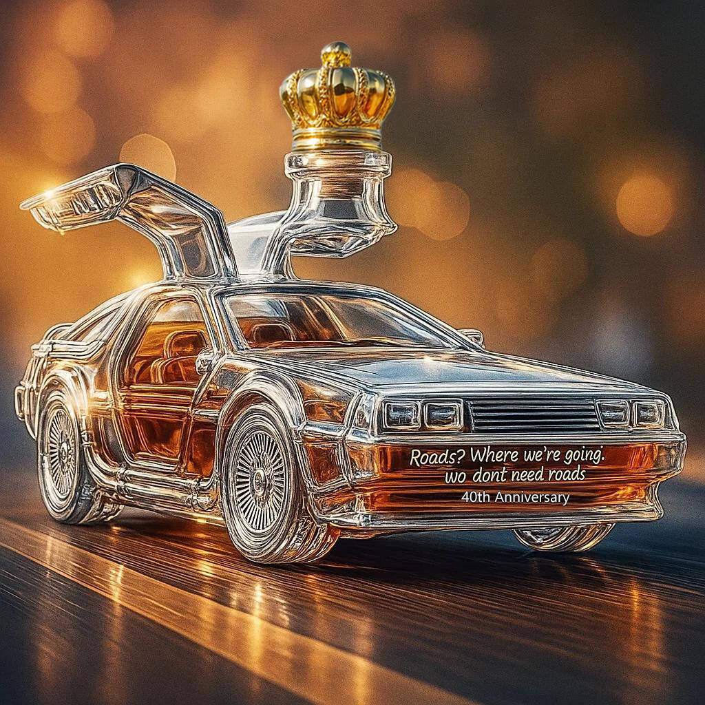 Back to the Future DeLorean 40 Anniversary Whiskey Bottle