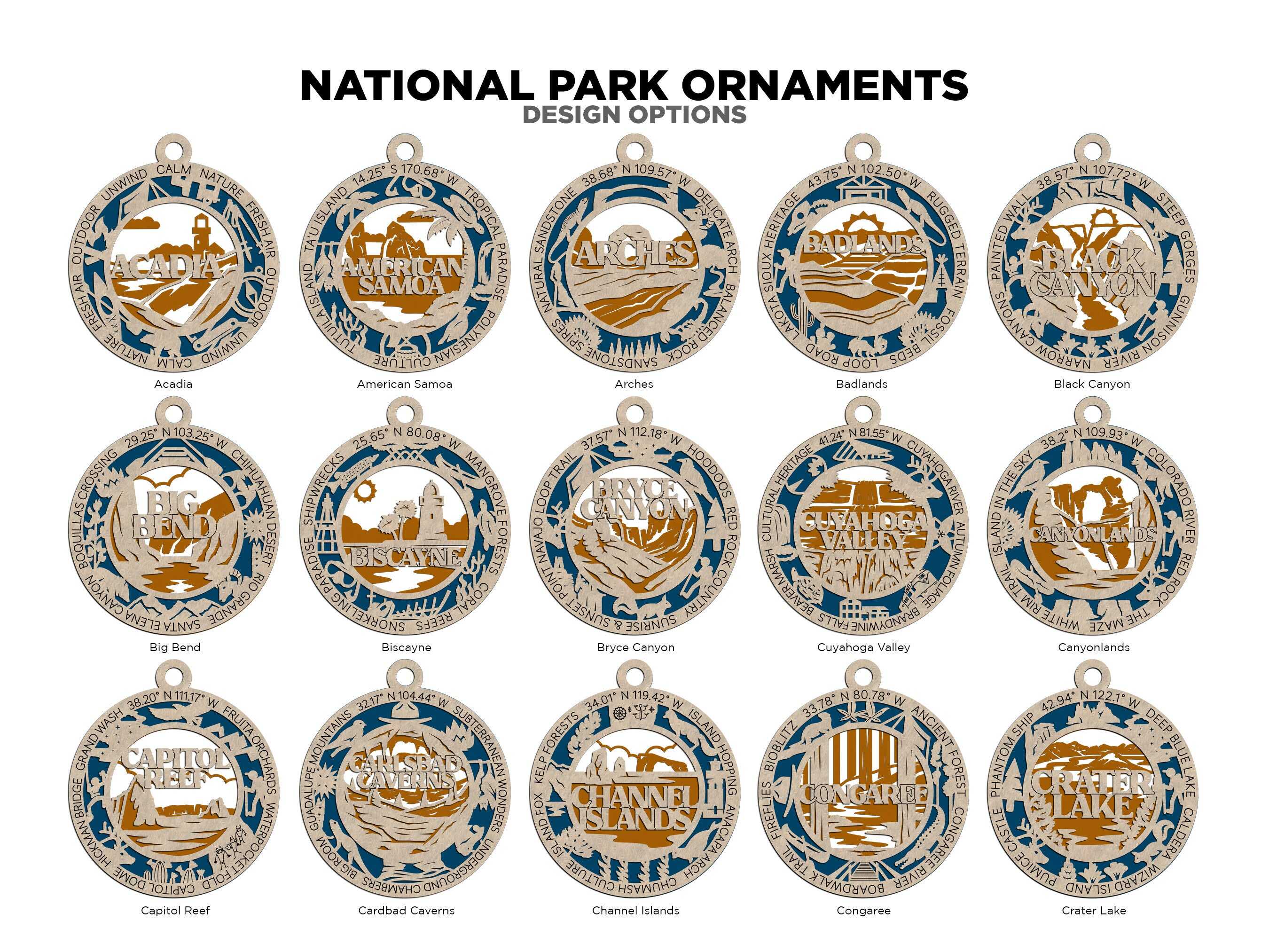 🎄U.S. National Park Icons Christmas Ornament-All 63 National Parks