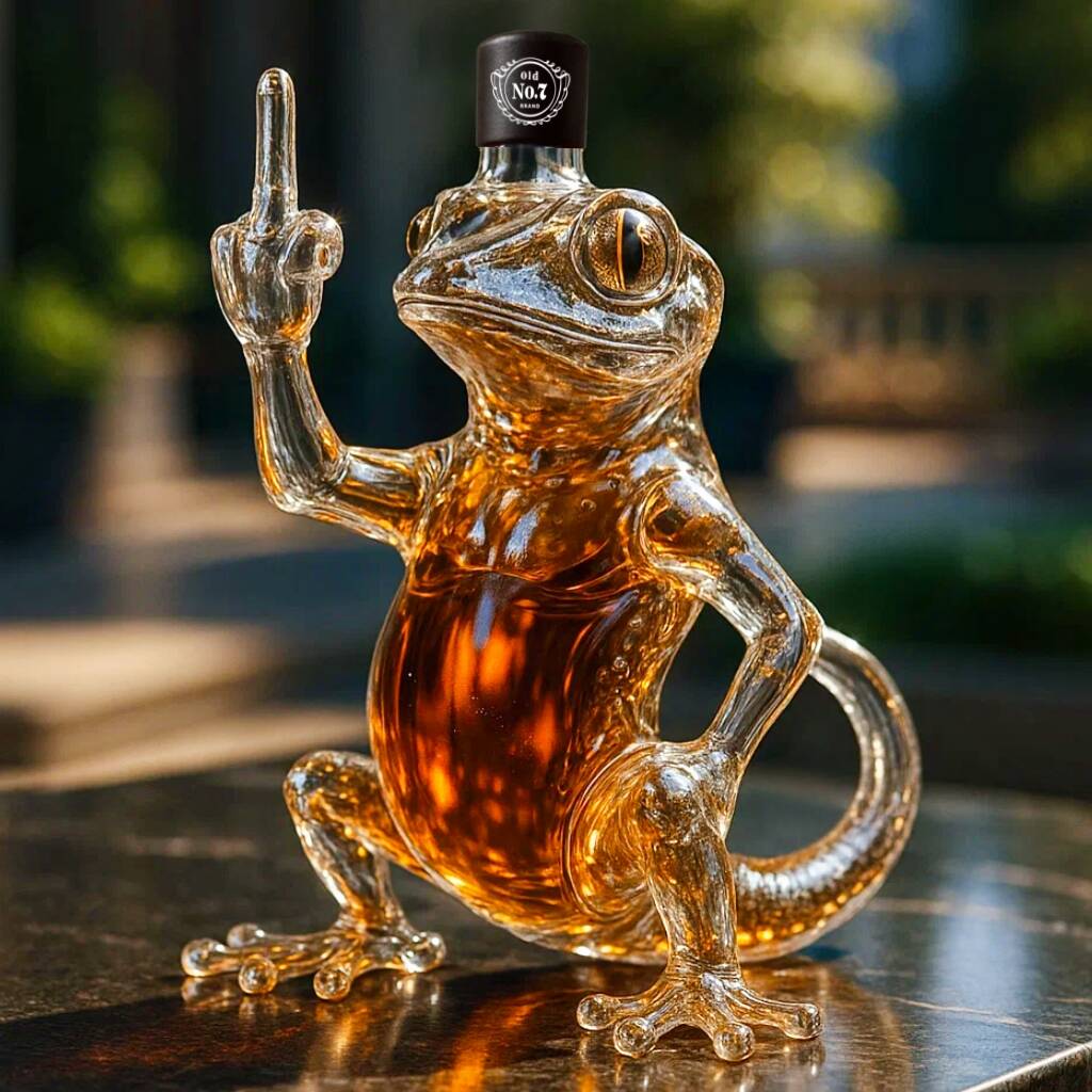 Middle Finger Gecko Whiskey Bottle