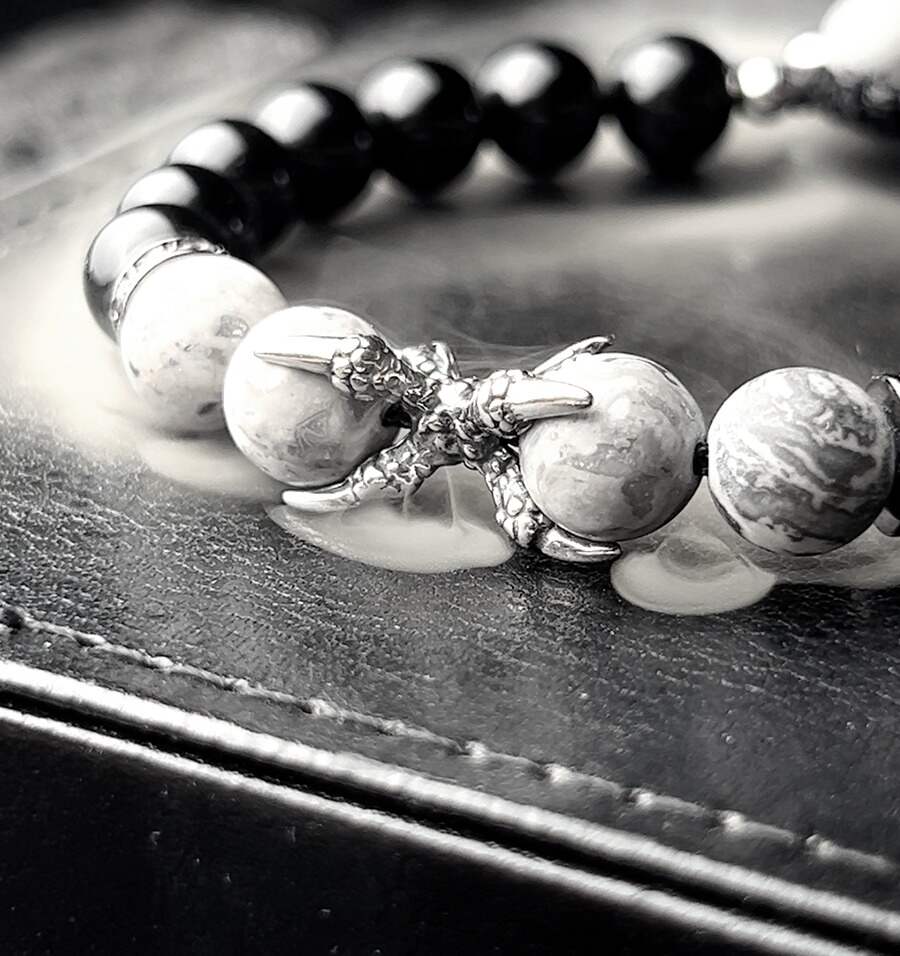 Dragon Claw Obsidian Picasso Stone Energy Magnetic Field Bracelet
