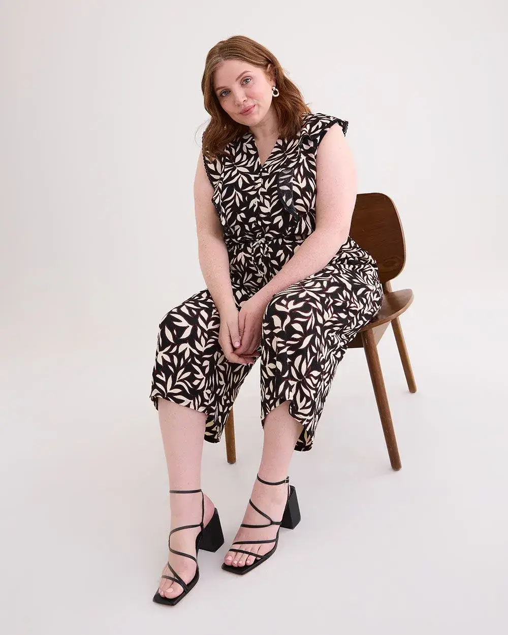 Knit Cropped Leg Jumpsuit with Flutter Sleeves