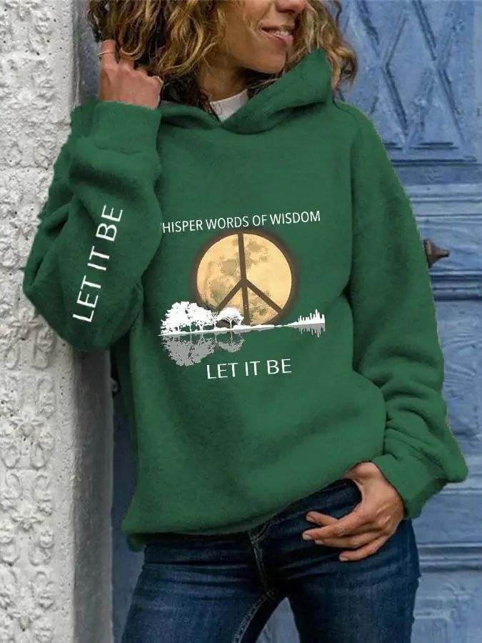 Hippie Guitar Lake Whisper Words Of Wisdom Let It Be Print Hoodie