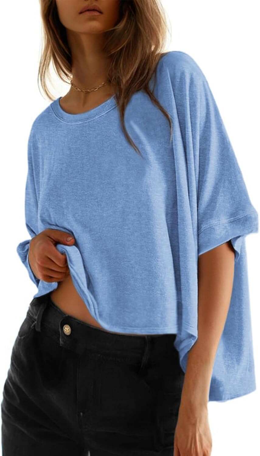 🔥 Last Day For Clearance!Summer Shirts 2026 Womens Solid T Shirts for Women Loose Oversized Tops Basic Tee