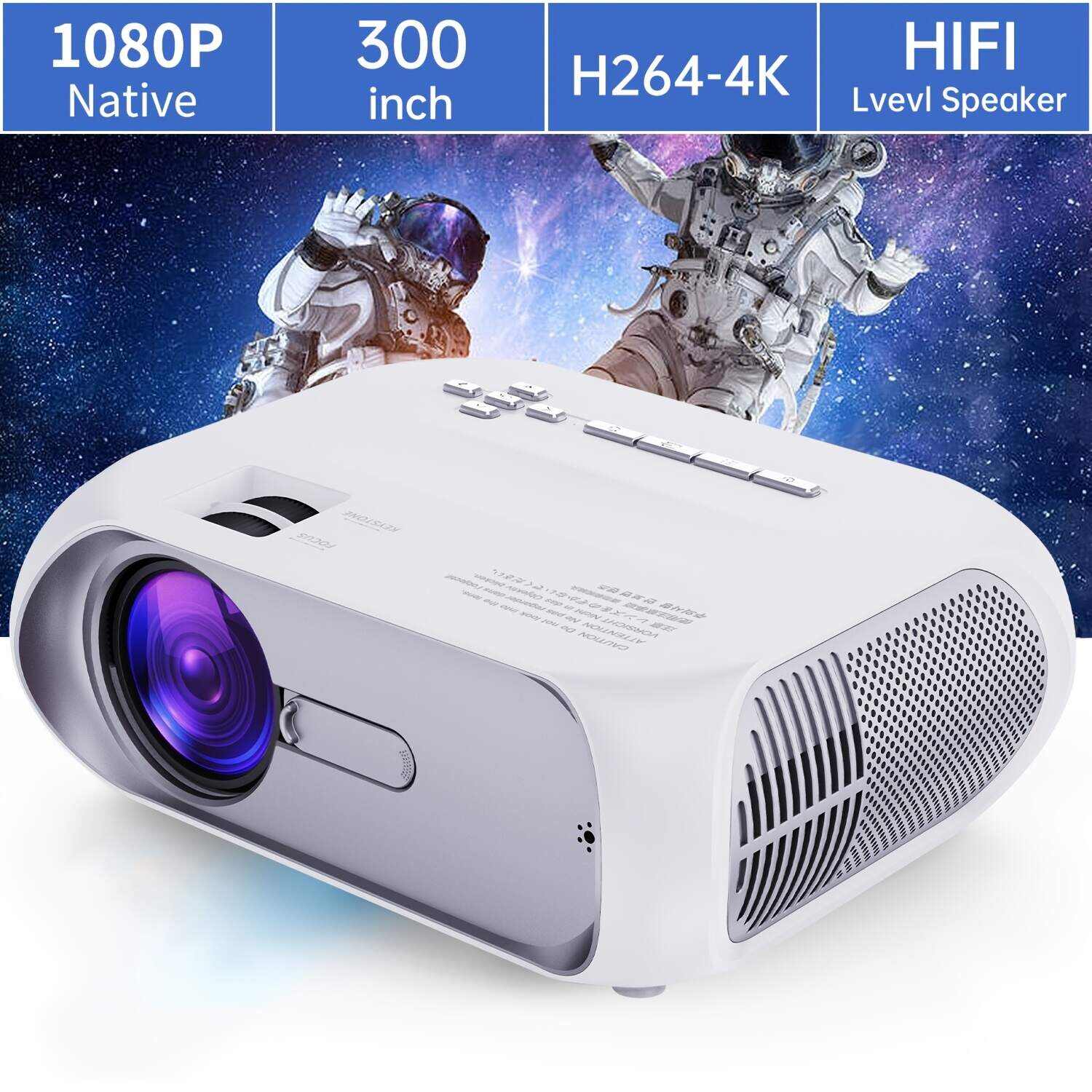 1pc Ultra Clear Large Screen Projectors 2025 Upgrade 4K Video Projectors, 50000 Hour Multimedia Home Theater Movie Projectors, Compatible With Full HD 1080P HDMI, VGA, USB, AV, Laptops, Smartphones