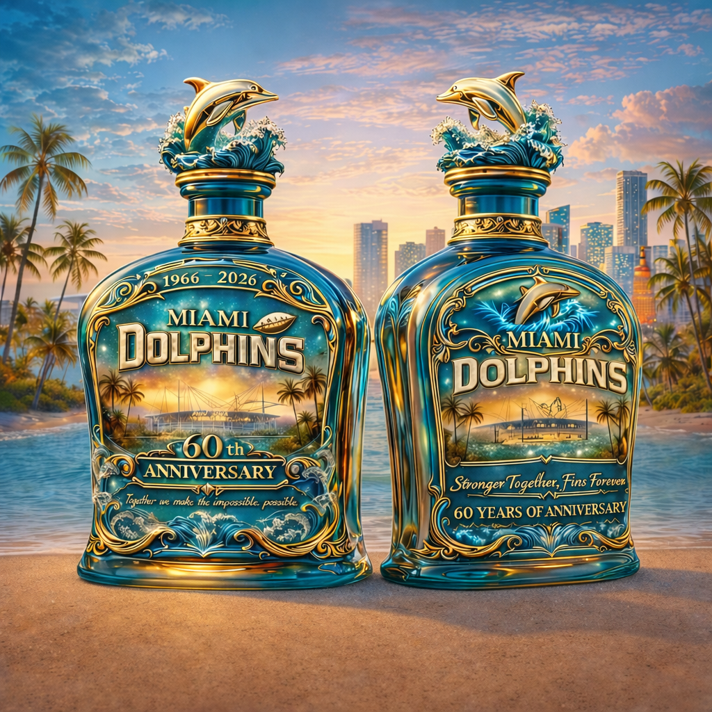 Miami Dolphins 60-Year  Whiskey Bottle