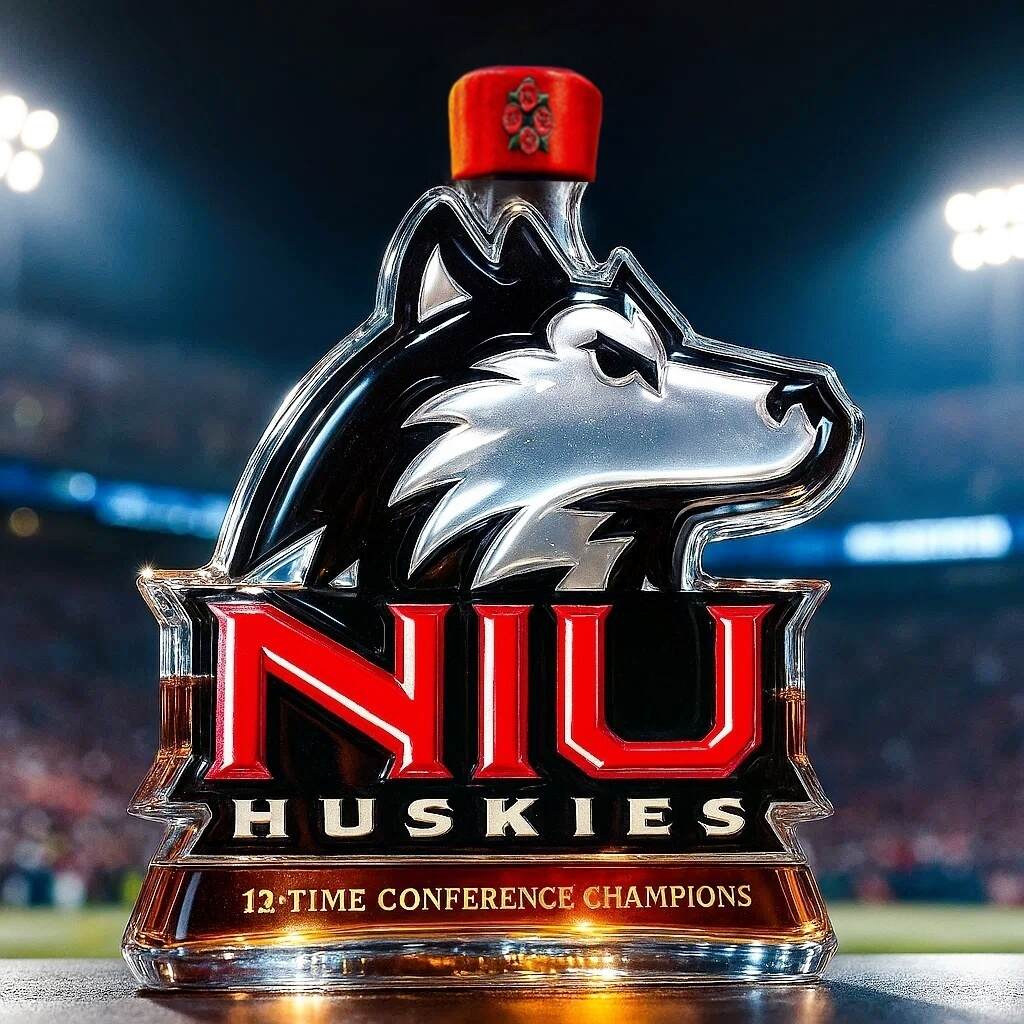 Northern Illinois Huskies 12 Conference Championship Whiskey Bottle