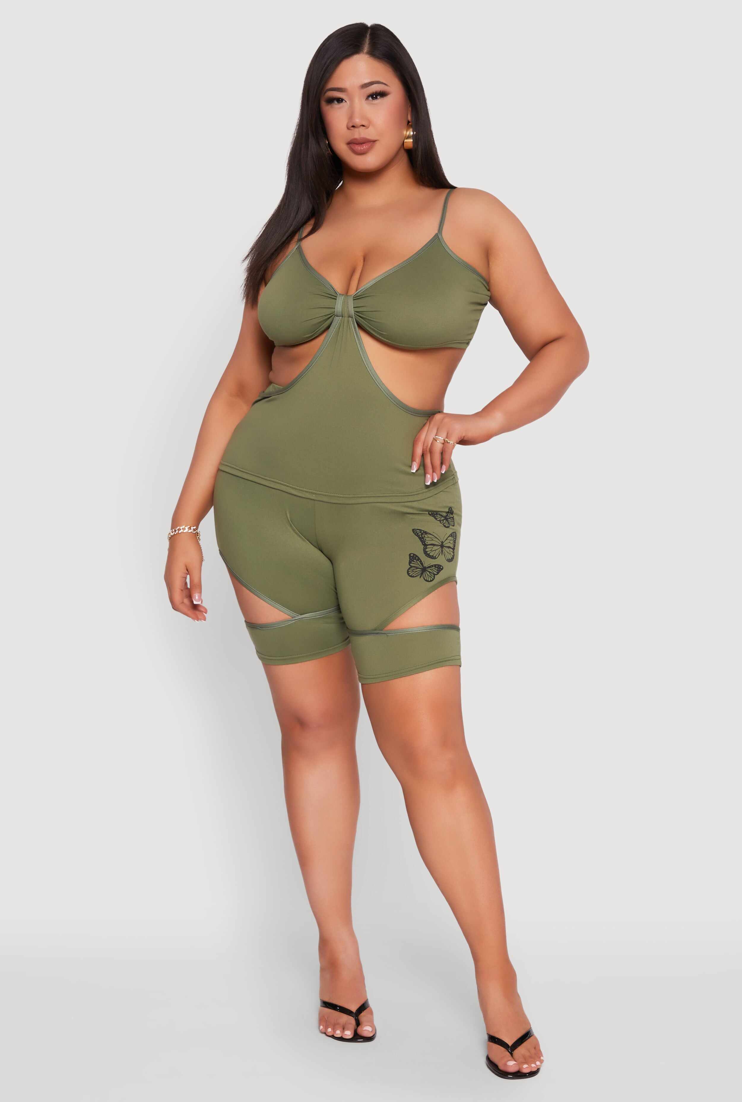 Plus Size Butterfly Cut Out Biker Shorts