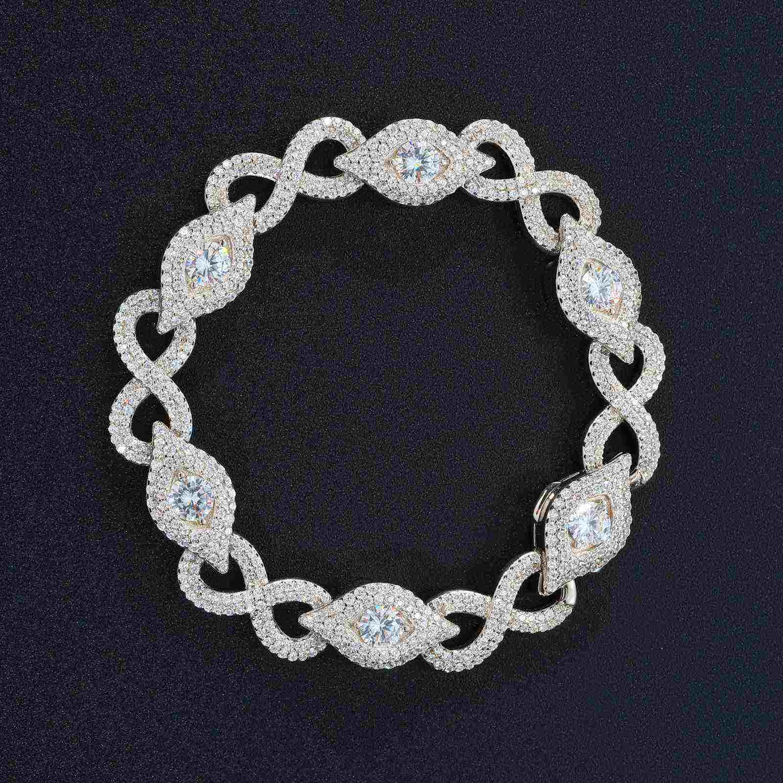 TestTest 10mm S925 Moissanite Infinity Evil Eye Bracelet