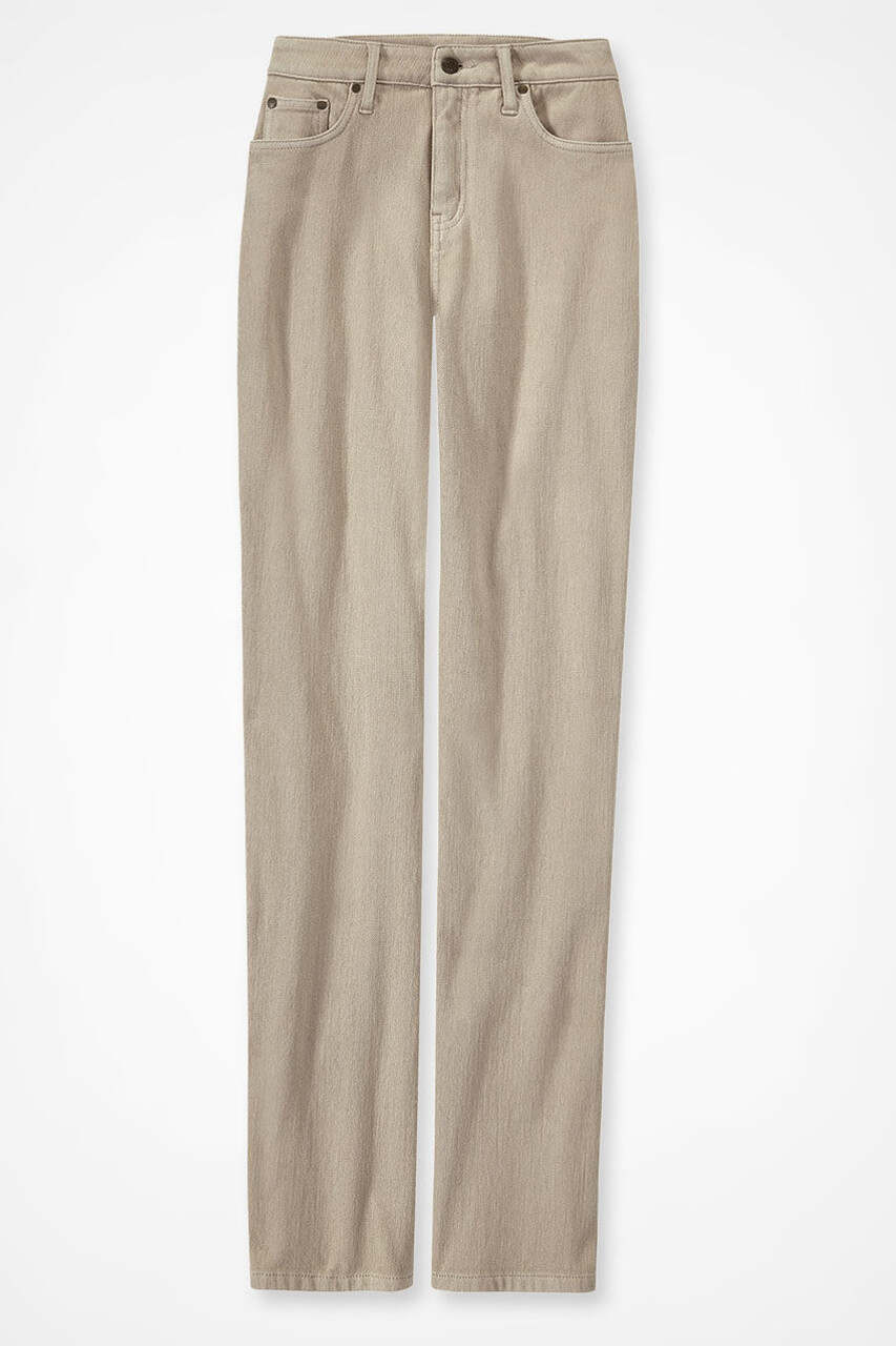 Knit Denim High Rise Straight-Leg Jeans