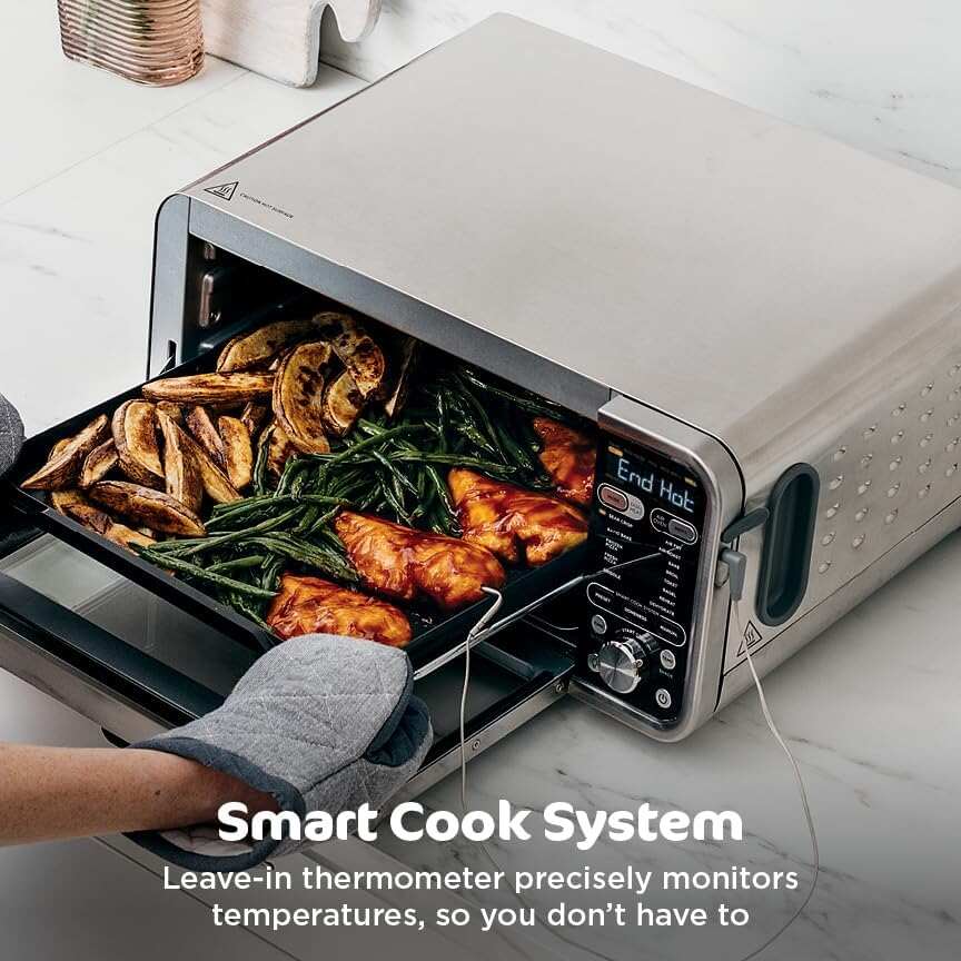 Air Fryer Toaster Oven Combo | 8-in-1 Functionality | Flip Up & Away for Storage Space | Air Fry Basket, Sheet Pan, Wire Rack & Removable Crumb Tray |1800 Watt | Stainless Steel | SP151