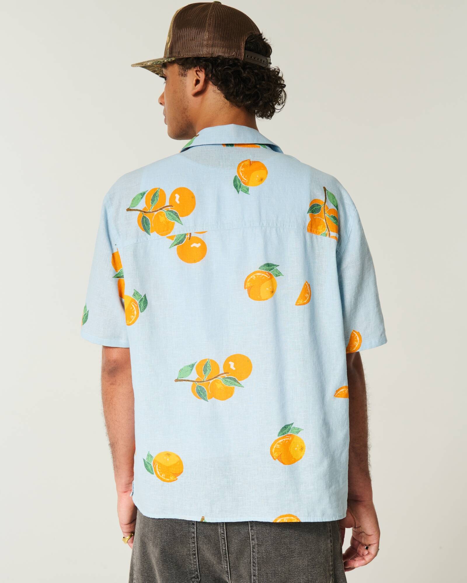 Boxy Short-Sleeve Linen-Blend Shirt