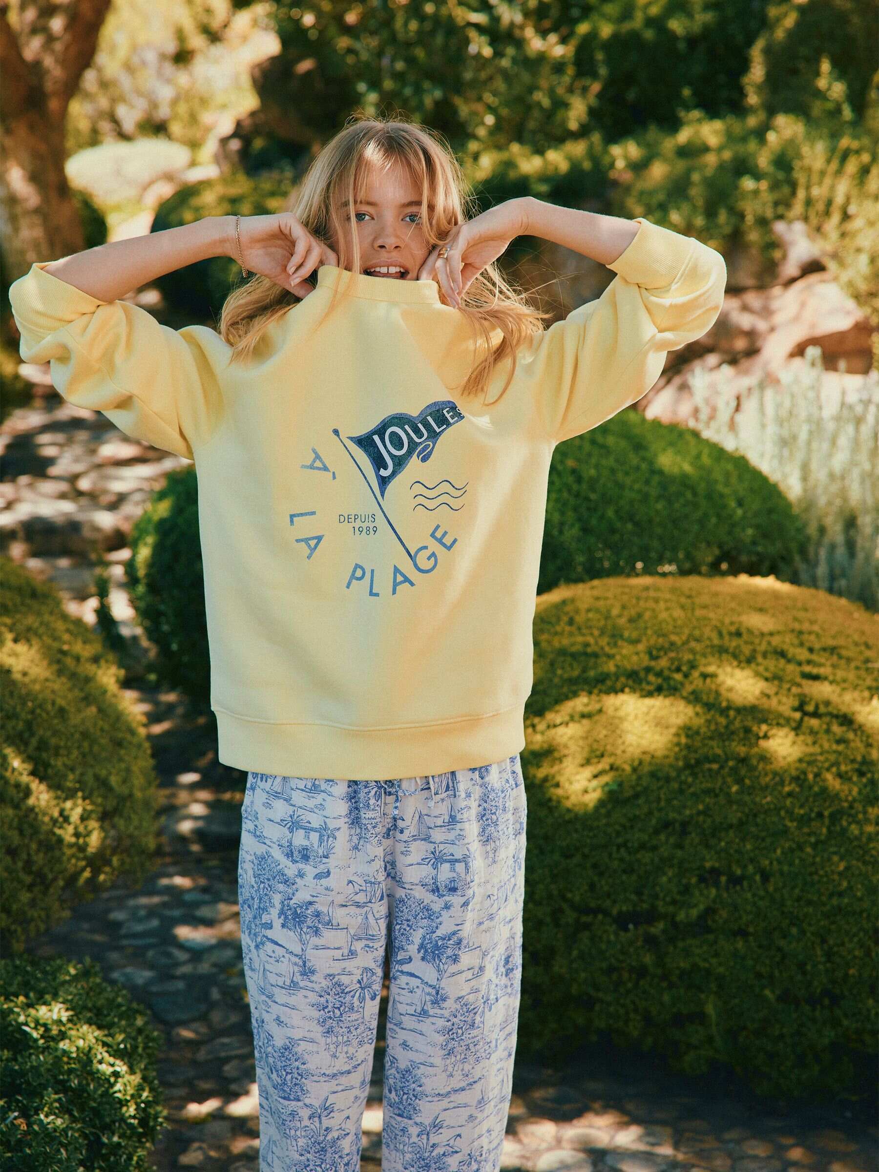 Graphic Yellow Cotton Rich Crew Neck Sweatshirt