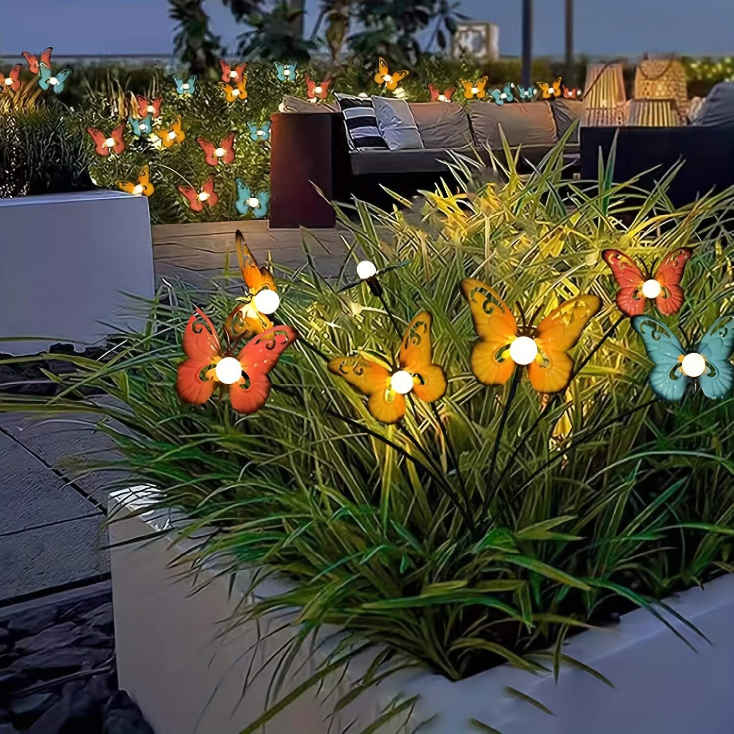 1pc Solar Floor Light, Waterproof Bionic Ground Plug Light, Decorative Iron Butterfly LED Floor Lamp, For Garden Landscape Lawn & Outdoor Decoration