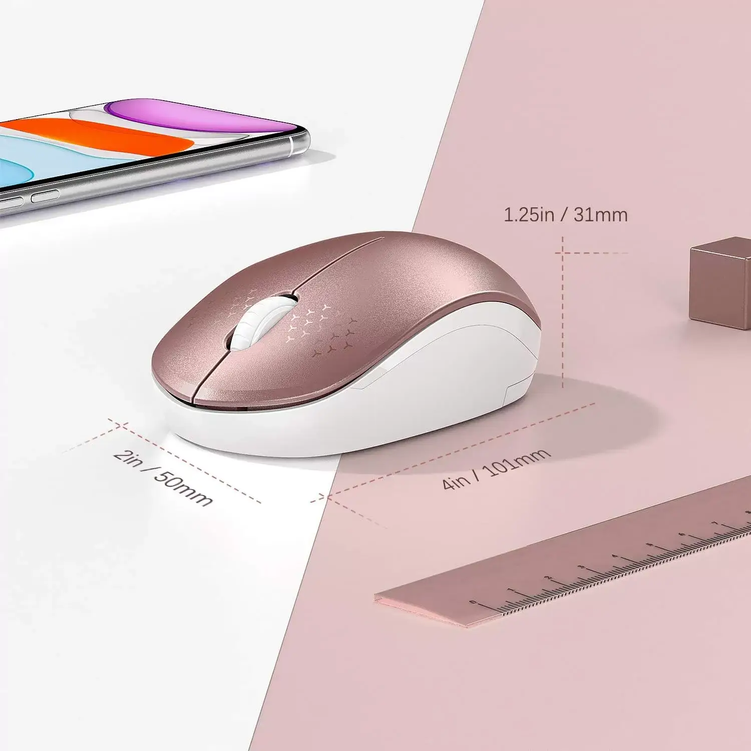 seenda Wireless Mouse, 2.4G Noiseless Mouse with USB Receiver - Portable Computer Mice for PC, Tablet, Laptop with Windows System - Mint Green