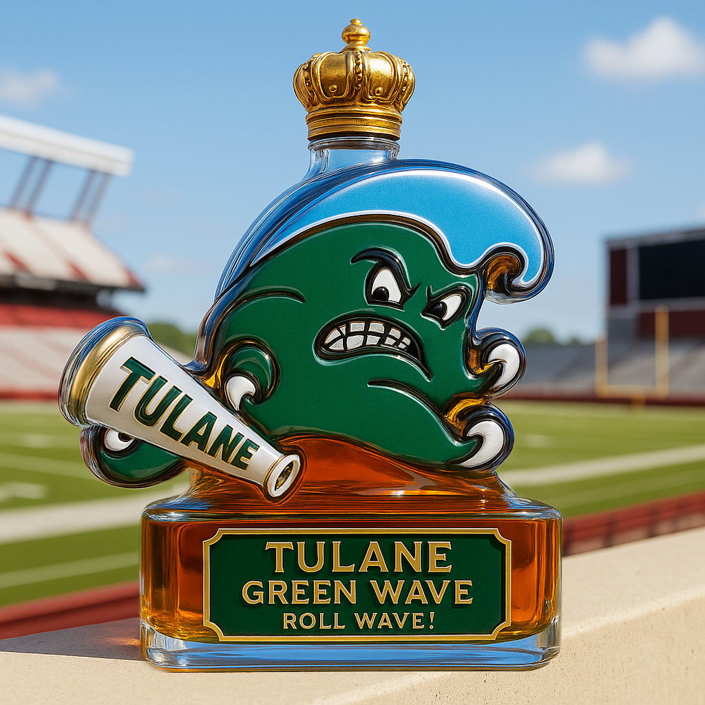 Tulane University Green Wave Limited Edition Whiskey Bottle
