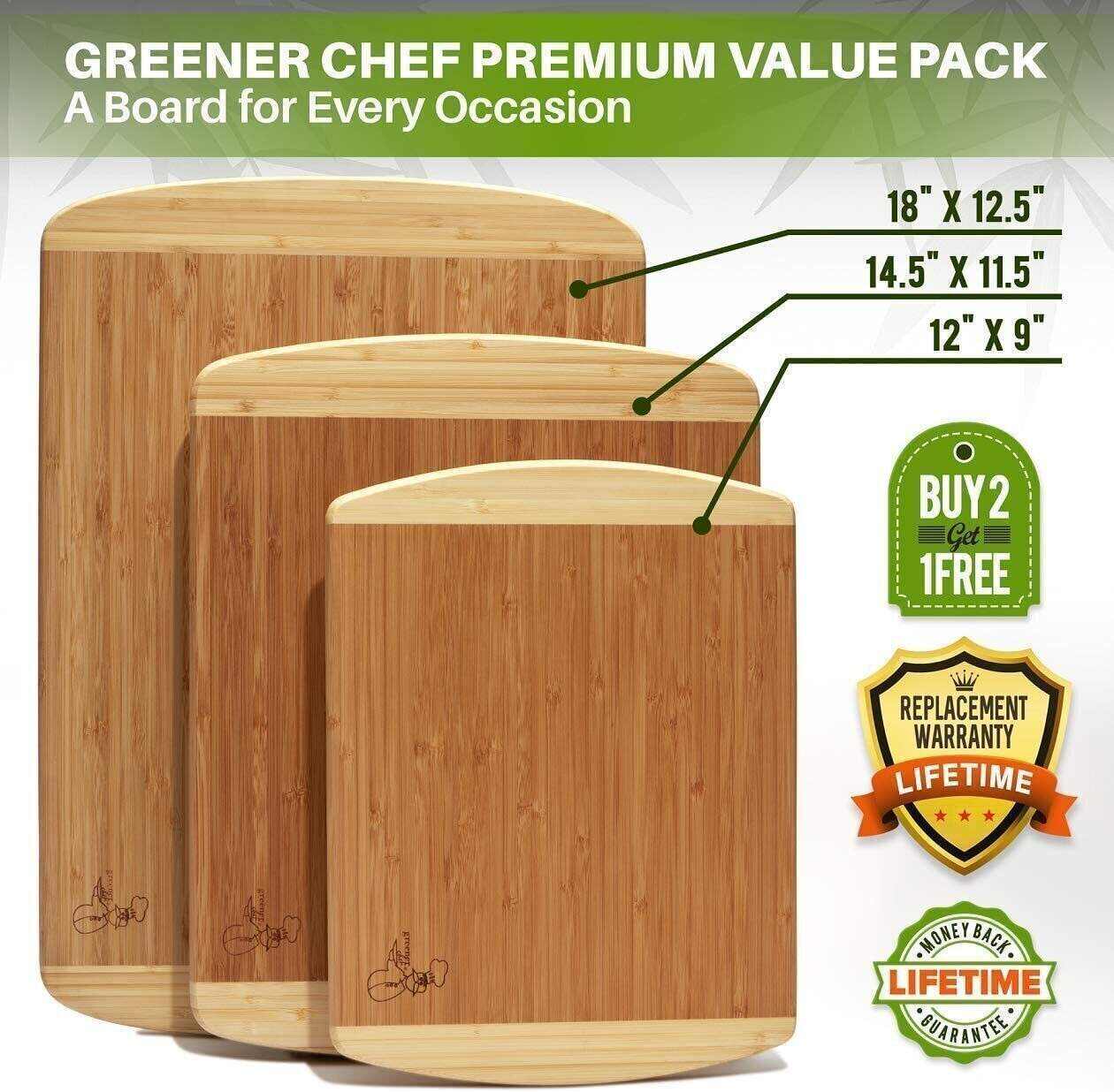 Organic bamboo cutting board set of 3