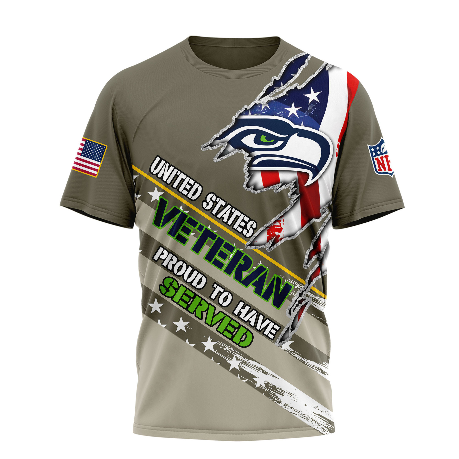 Seattle Seahawks | Premium NFL Proud U.S. Veteran 3D Shirt NY