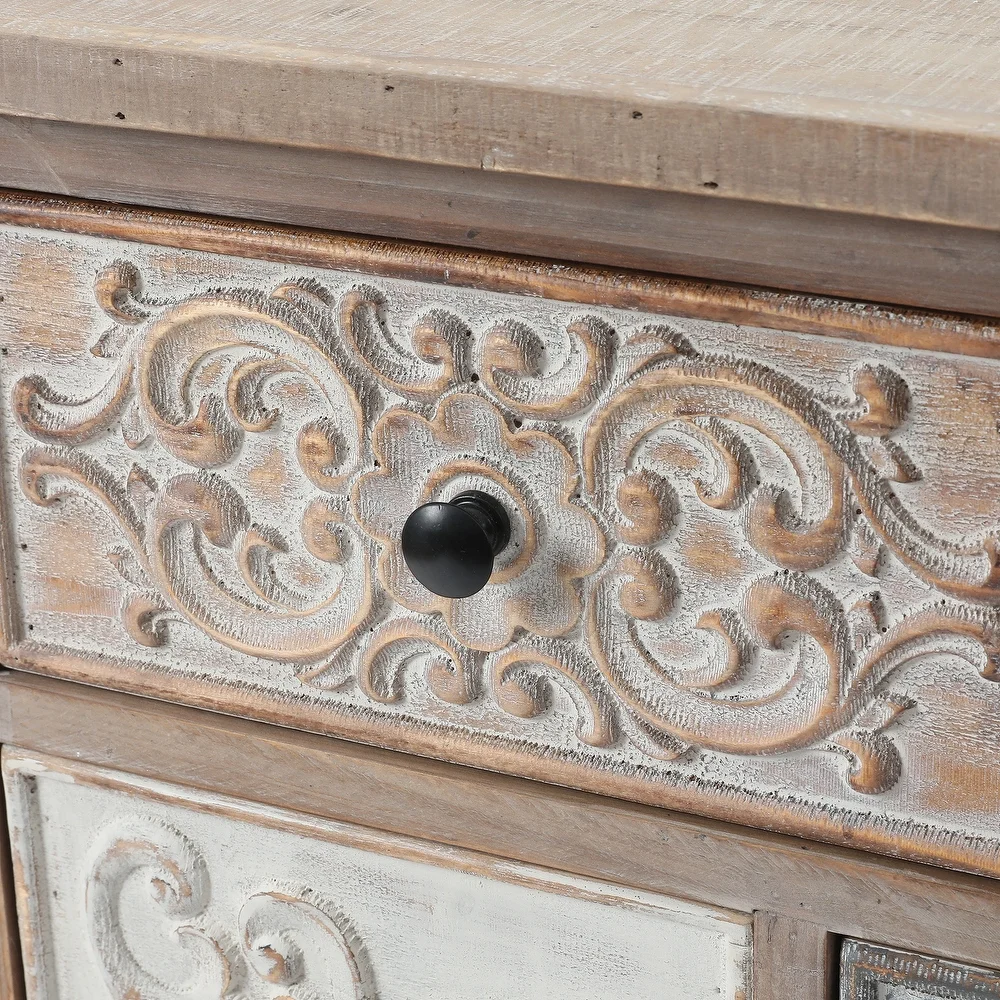 The Curated Nomad Brewa Varied Rustic Carved Wood 8-Drawer Chest - 32.09