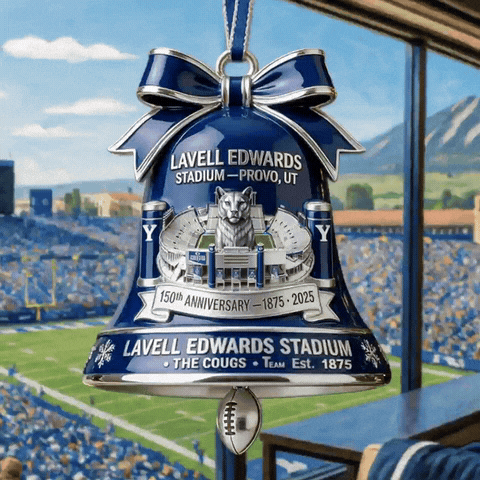 BYU Lavell Edwards Stadium 150th Anniversary Bell Ornament