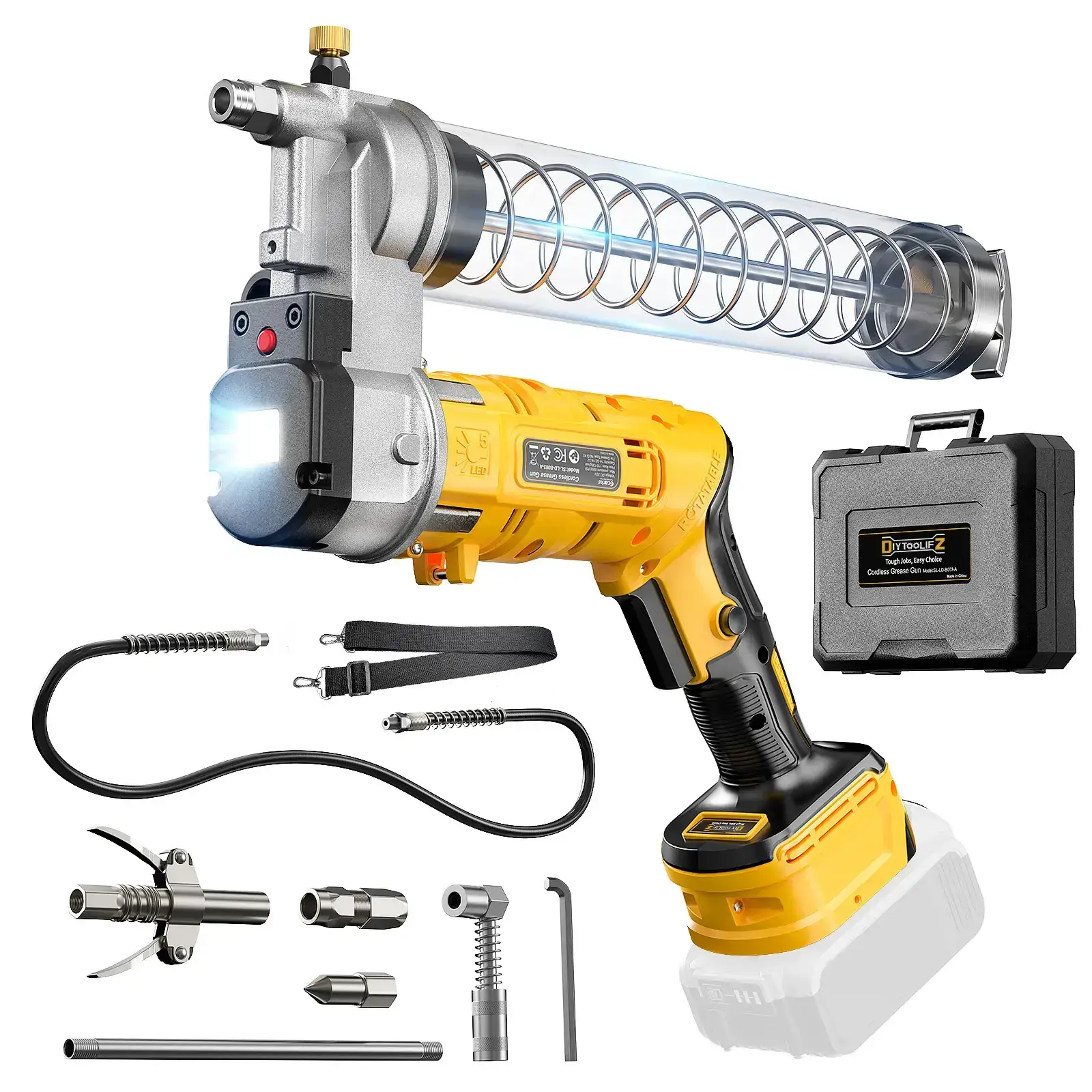 12000PSI High Pressure Electric Grease Gun Dual Grip Design with Long Flexible Hose