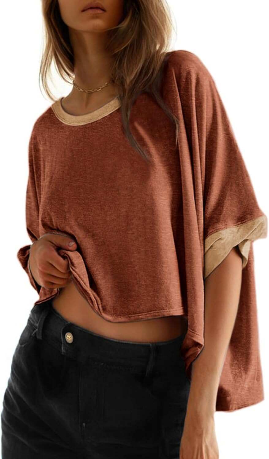 🔥 Last Day For Clearance!Summer Shirts 2026 Womens Solid T Shirts for Women Loose Oversized Tops Basic Tee