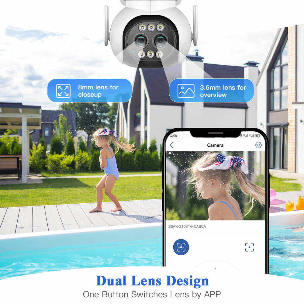 【ONLY $ 29.99】Ctronics 6X Hybrid Zoom Dual Lens 1080P HD WIFI Surveillance Camera with Human Detection and Auto Tracking