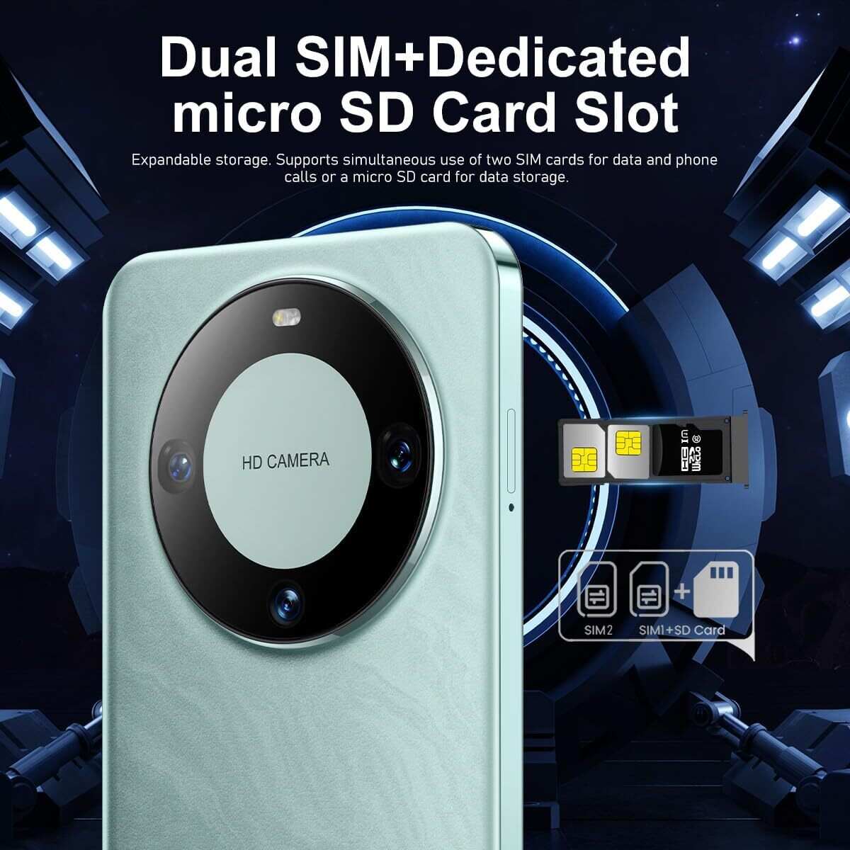 Unlocked Cell Phones Android 13 Phones 8GB+256GB Octa Core | 6.7