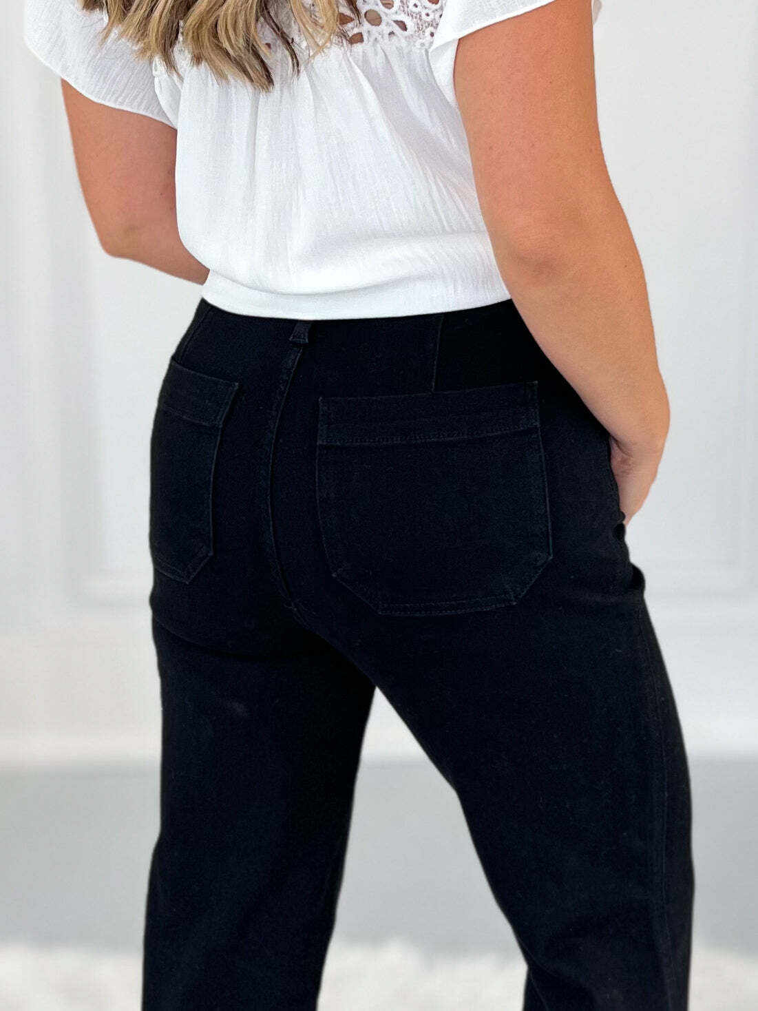 Fair and Square - Christmas Patch Pocket Straight Leg Jeans- Final Sale