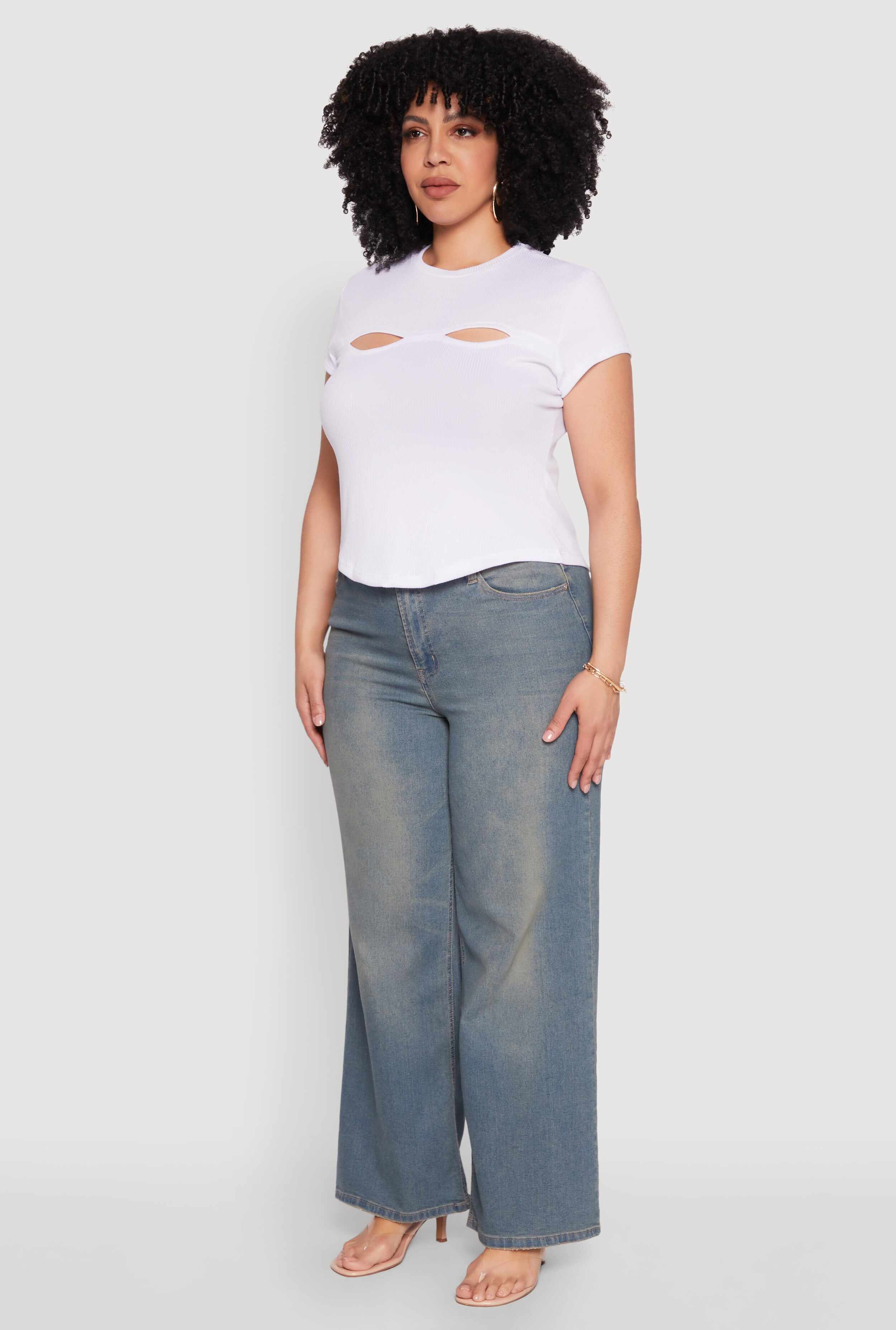 Plus Size Cut Out Rib Knit Top