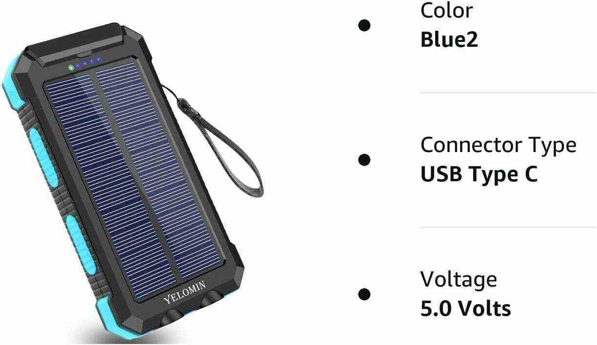 YELOMIN Solar Charger, 38800mAh Portable Solar Power Bank, Waterproof Battery Pack for Outdoor Activities, Camping External Backup Power Charger Dual USB 5V Outputs/LED Flashlights