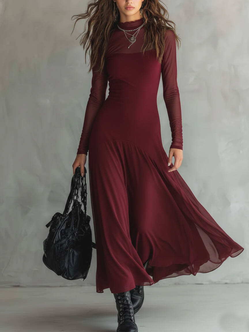 🔥Summer Arrivals🌟Elegant Mesh Sheer Multi-layered Stretch Maxi Dress