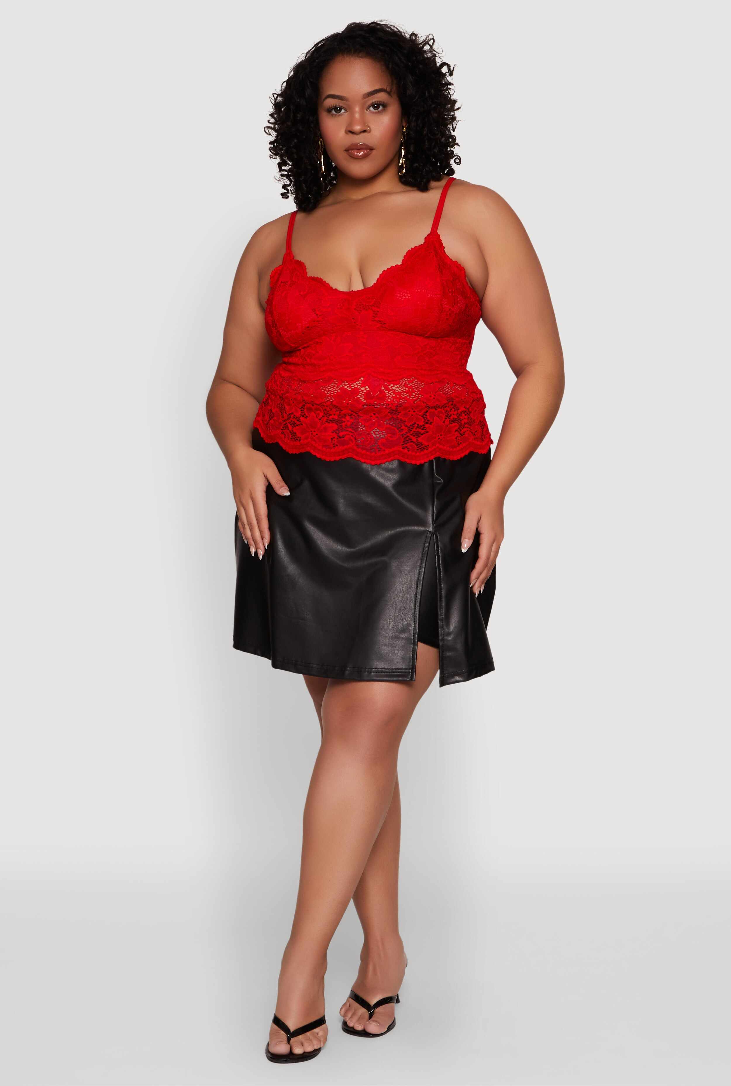 Plus Size Floral Lace Scoop Neck Cami