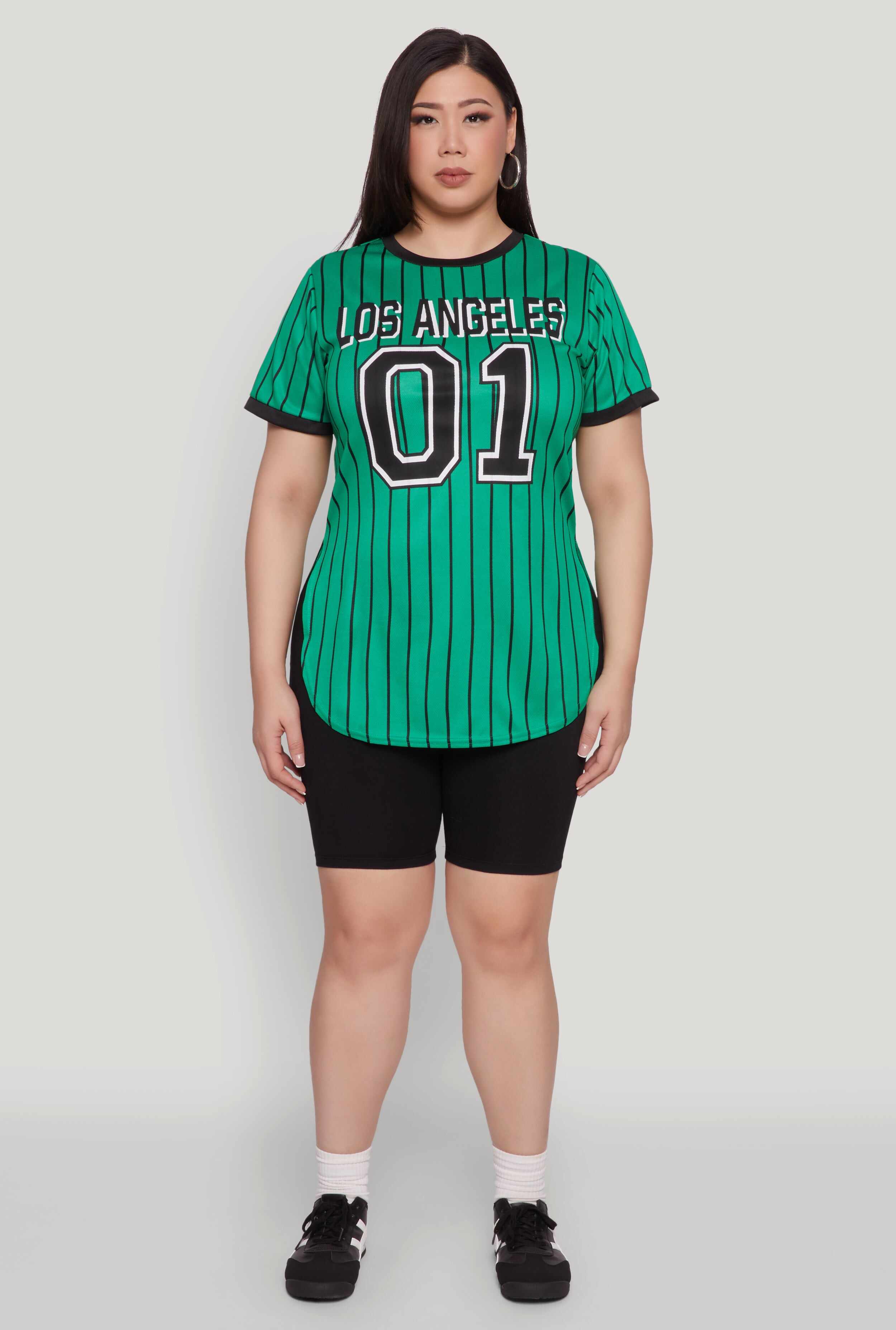 Plus Size Los Angeles 01 Pinstripe Baseball Jersey