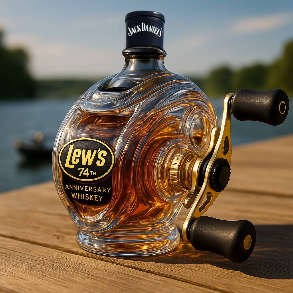 Lew’s 74th Anniversary Baitcasting Reel Whiskey Bottle