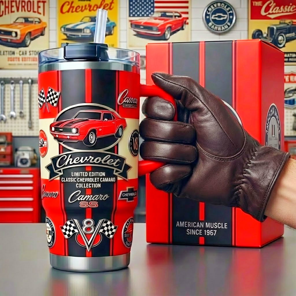 🏁 Classic Chevrolet Camaro Muscle Car Insulated Tumbler
