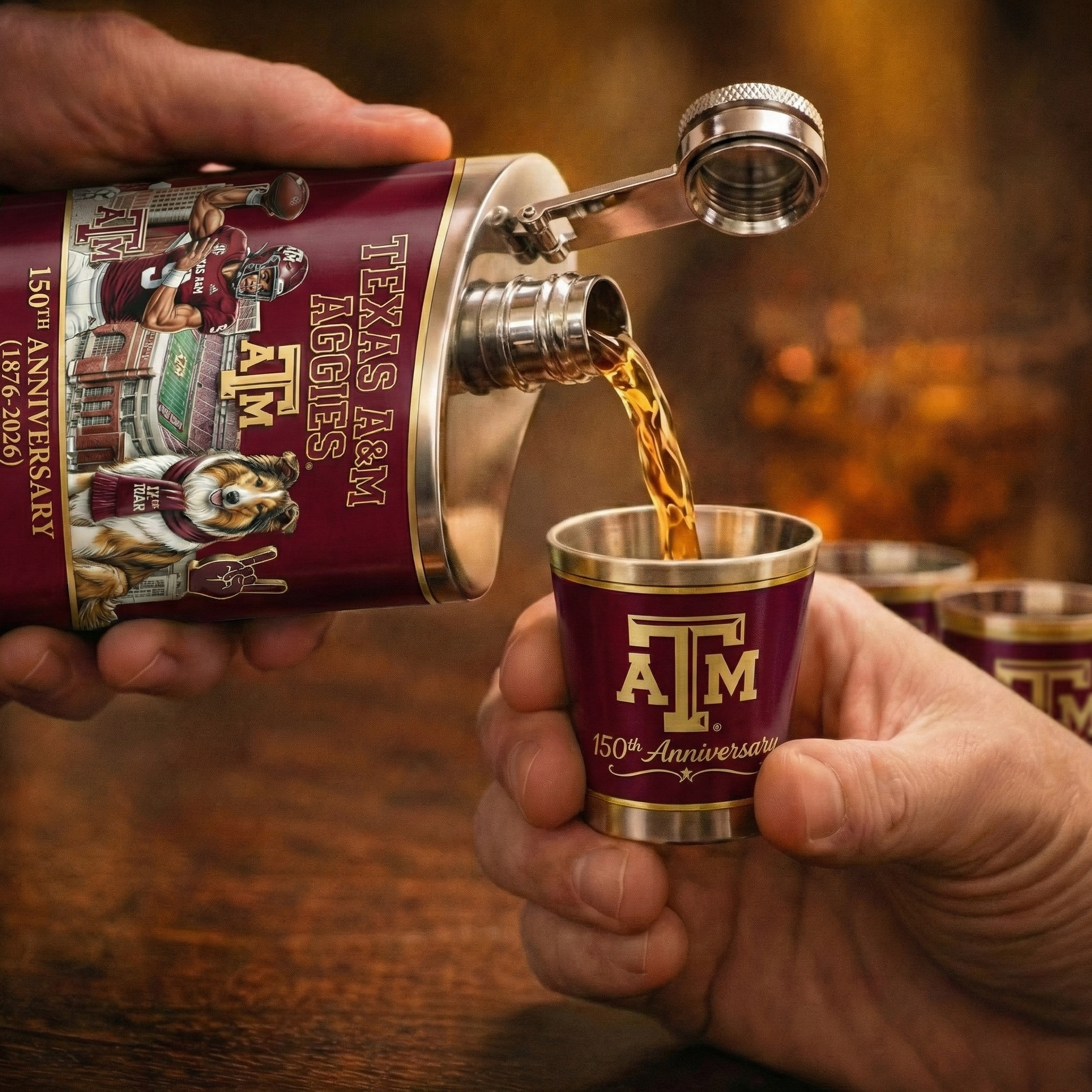 Texas A&M Aggies 150th Anniversary Flask Gift Set