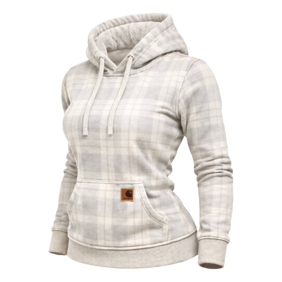 Carhartt Women's Vintage Western Cowgirl Plaid Print Pocket Hoodie-Light Gray