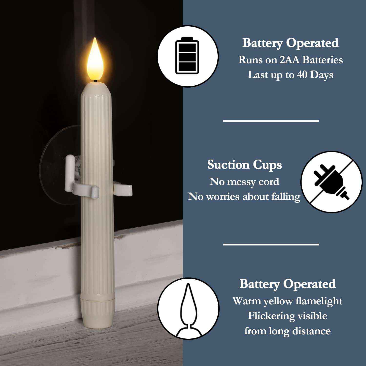 💥ON SALE 🎄6 Pack Flameless LED Window Candles with Dusk to Dawn Sensor & Suction Cups🕯️