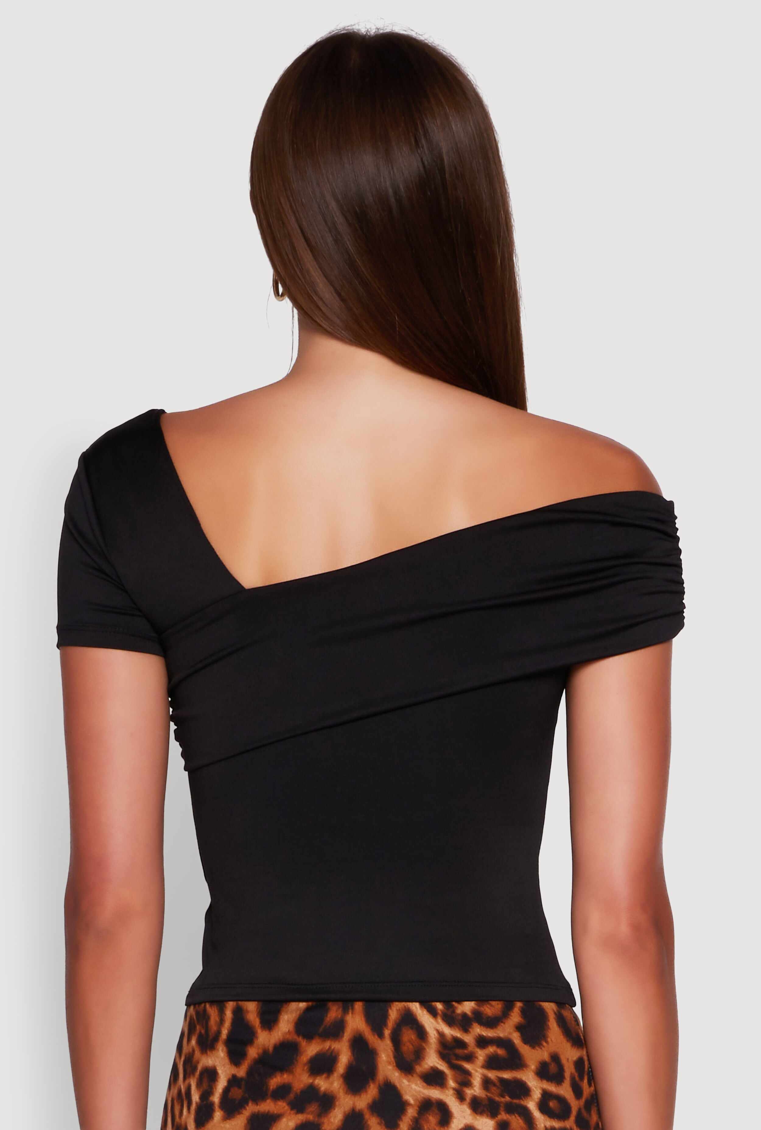 Iris Fold Over One Shoulder Top