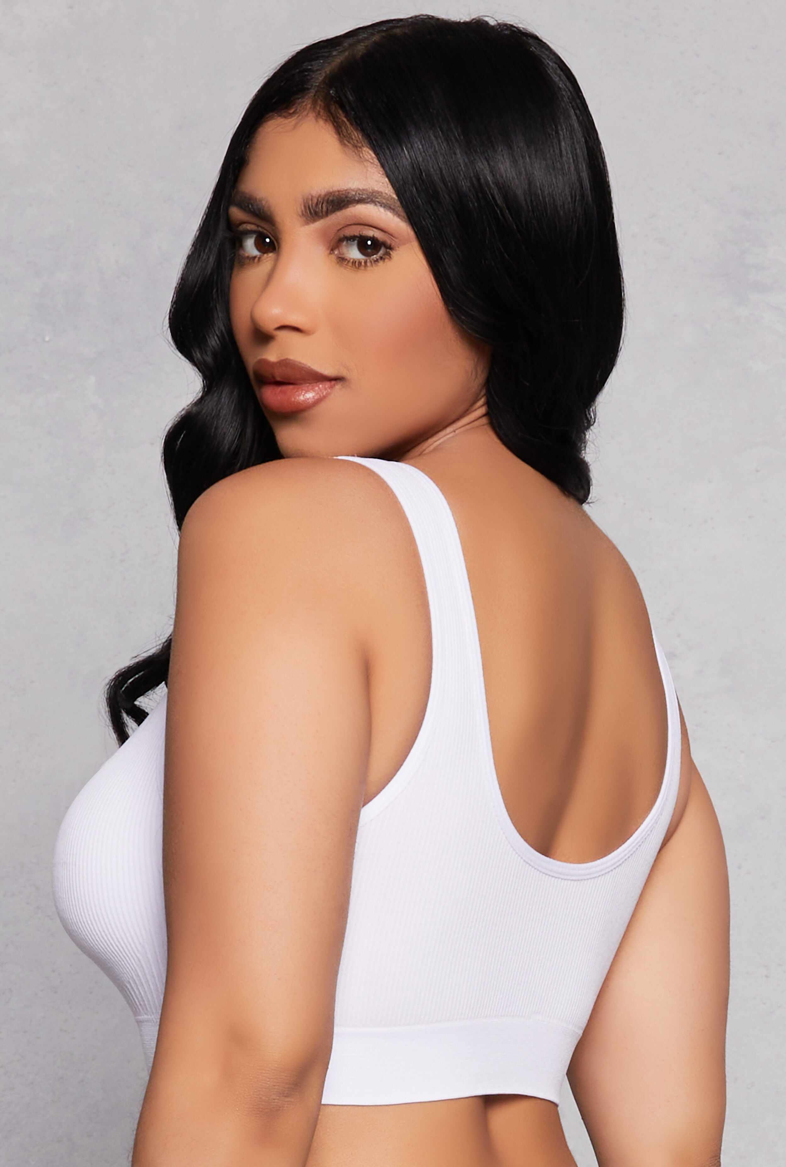 Ribbed Knit Solid Sports Bra