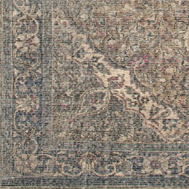 Bria Machine Washable Oriental Dusty Sage/Olive Area Rug