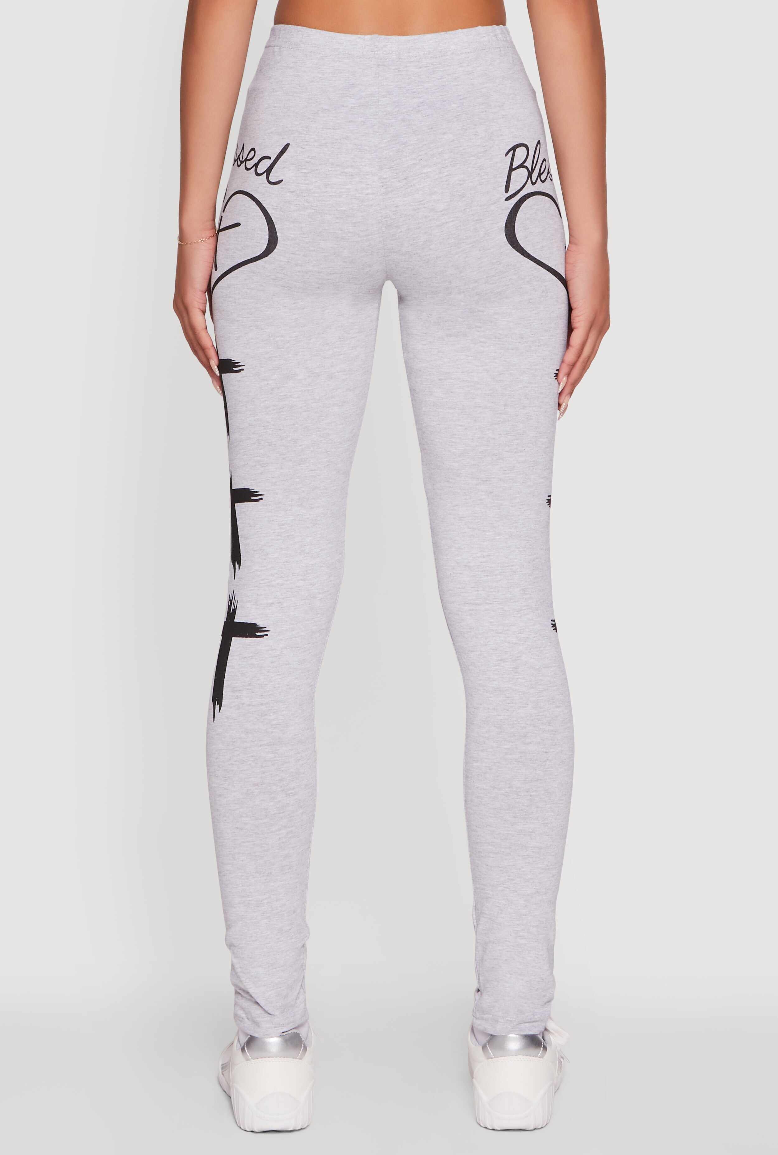 Blessed Cross Heart Graphic Leggings