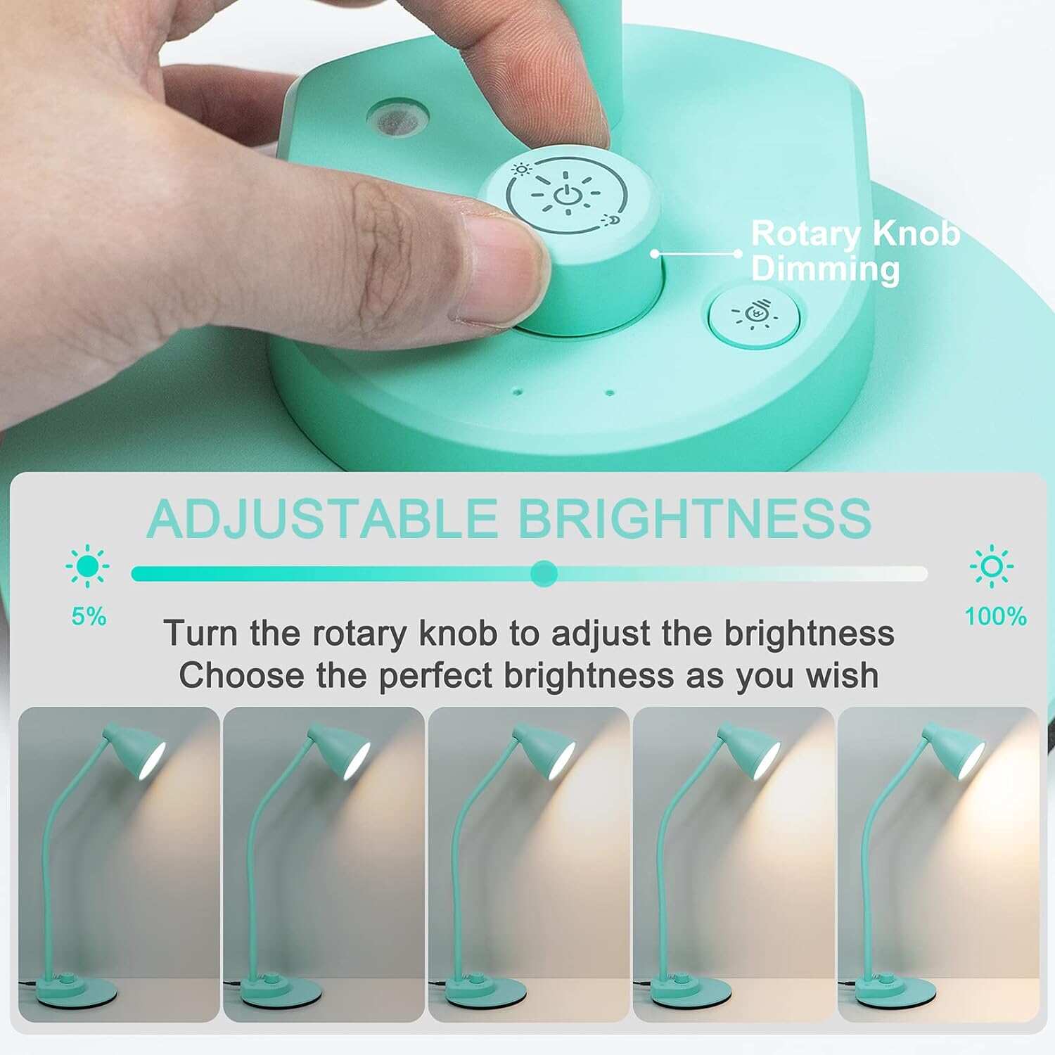 BOHON LED Desk Lamp with USB Charging Port 3 Color Modes Dimmable Reading Light Intelligent Induction Auto Dimming Task Lamp Flexible Gooseneck Table Lamp for Bedside Office, AC Adapter Include