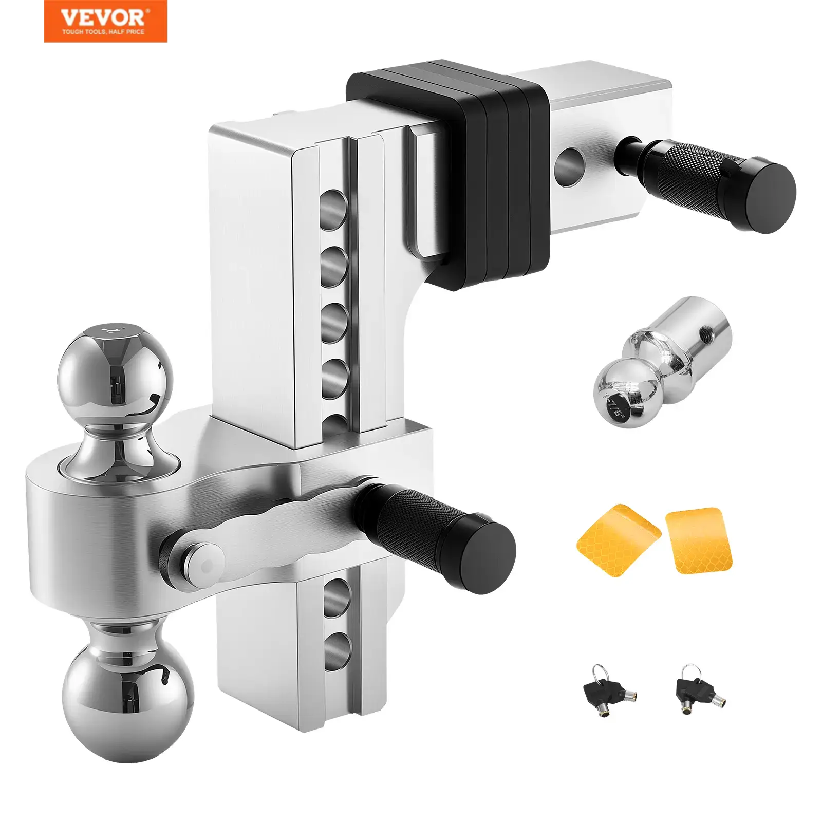 Adjustable Trailer Hitch,8-Inch Drop HitchTri-Ball Mount for 2.5-Inch Hitch ReceiverTrailer Ball Size 1-7/8