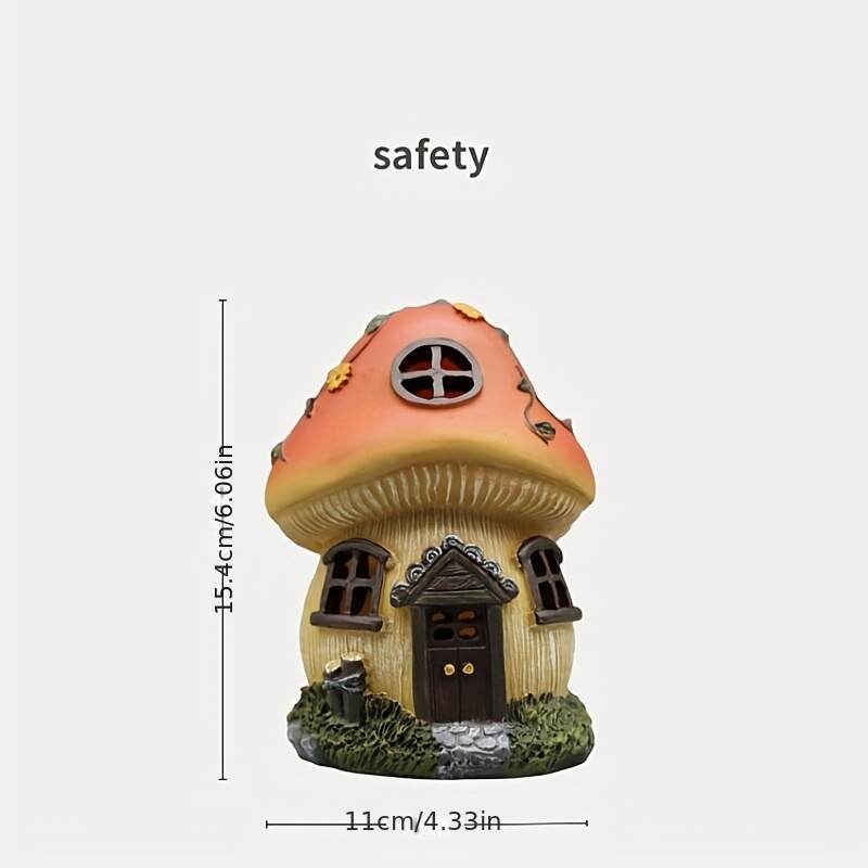 1pc Solar Fairy Garden House Adorable Mushroom Cottage Cute Garden Statues Decor Miniature Figurine Sculpture Yard Pot Backyard Ornaments Decoration Gift