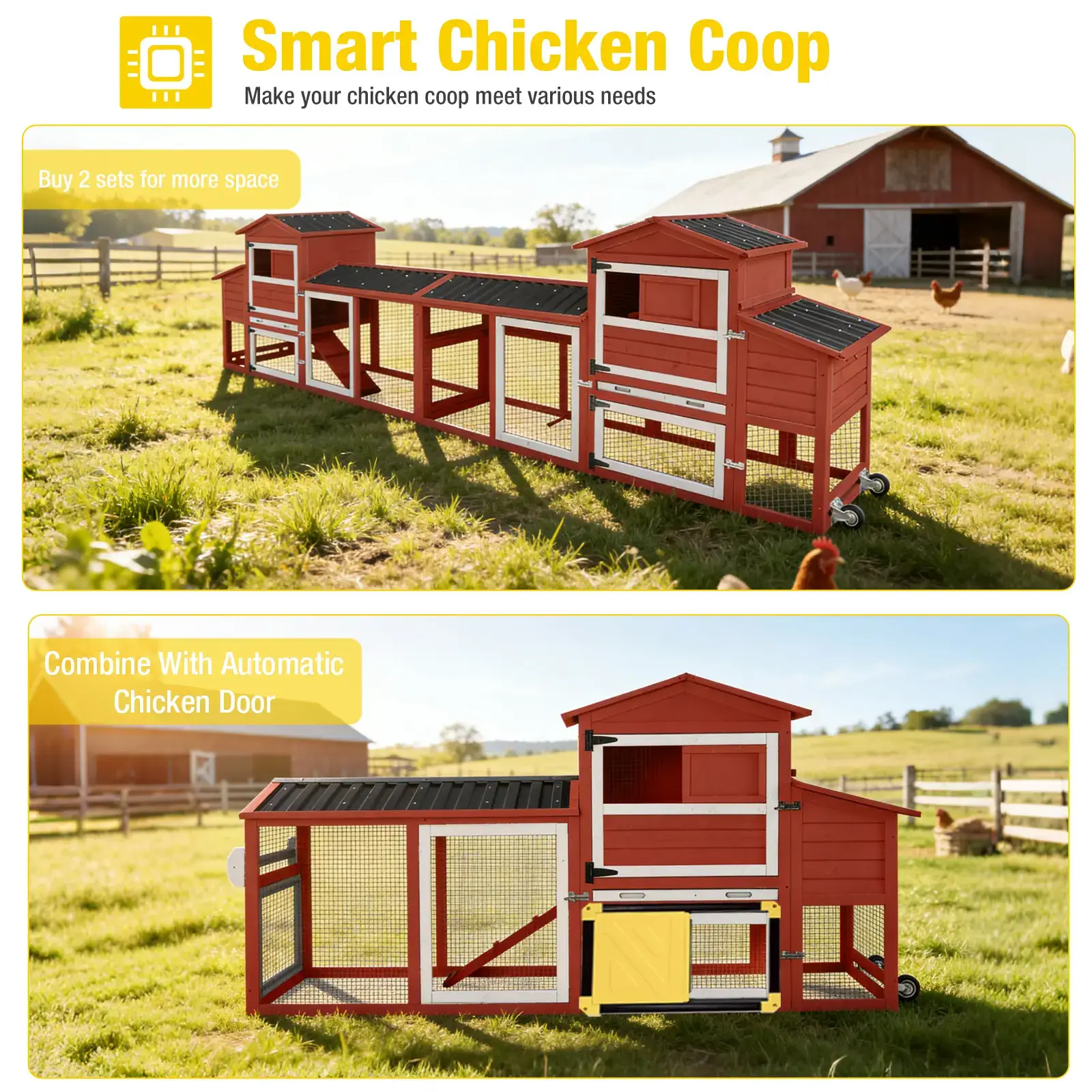 AIR61 Mobile Chicken Tractor for 2-3 Chickens( Inner Space 18.47ft²),Chicken Coop,Duck Coop