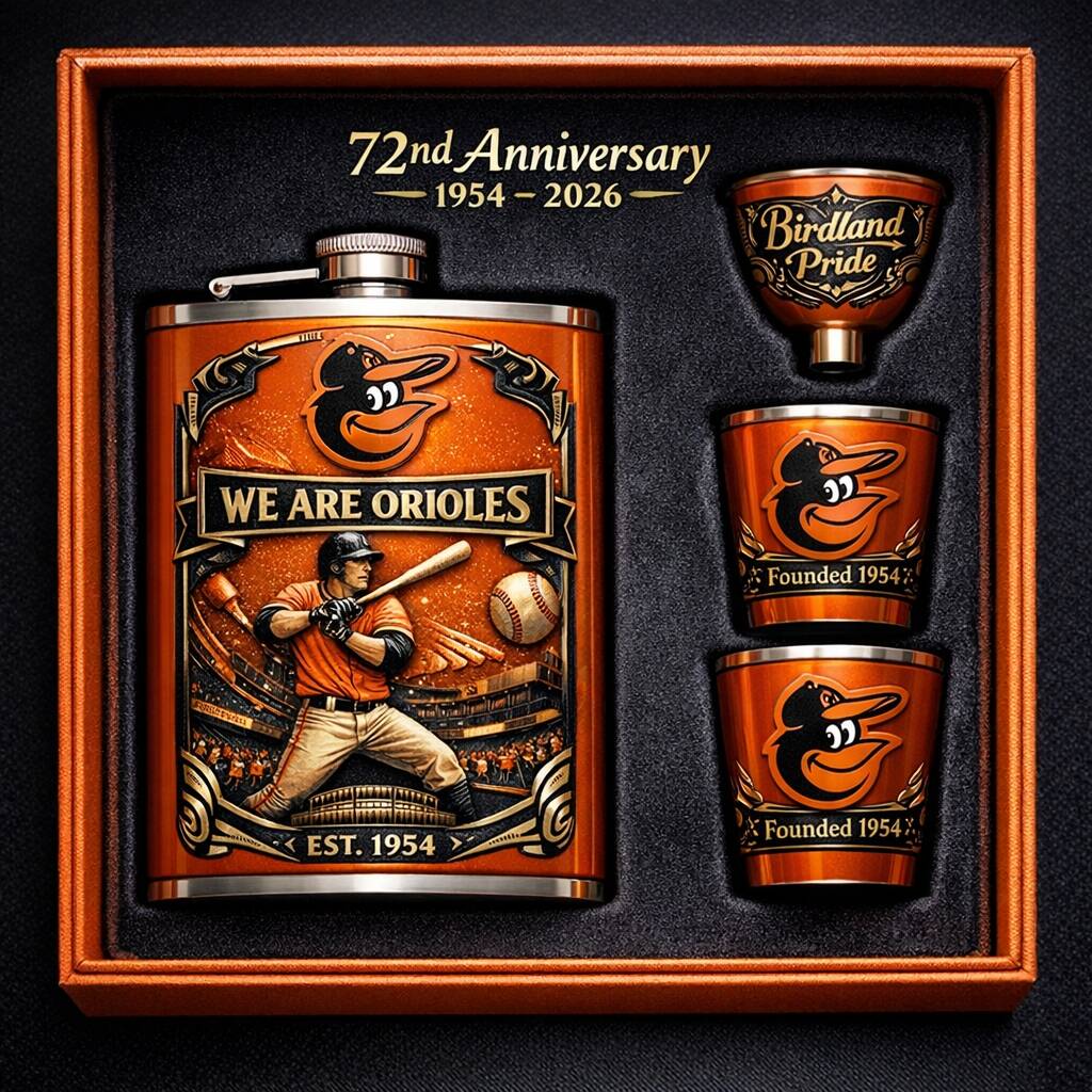 Baltimore Orioles 72nd Anniversary Flask Gift Set