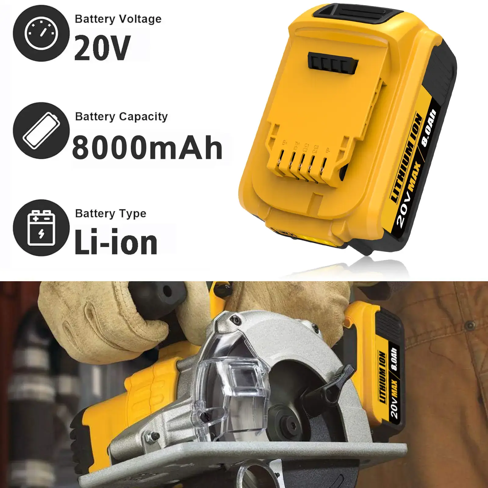 8.0Ah Lithium Battery for 20V