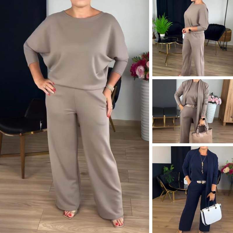 🔥 Last Day For Clearance !⏰Elegant 3-piece set including long cardigan, top and pants💞