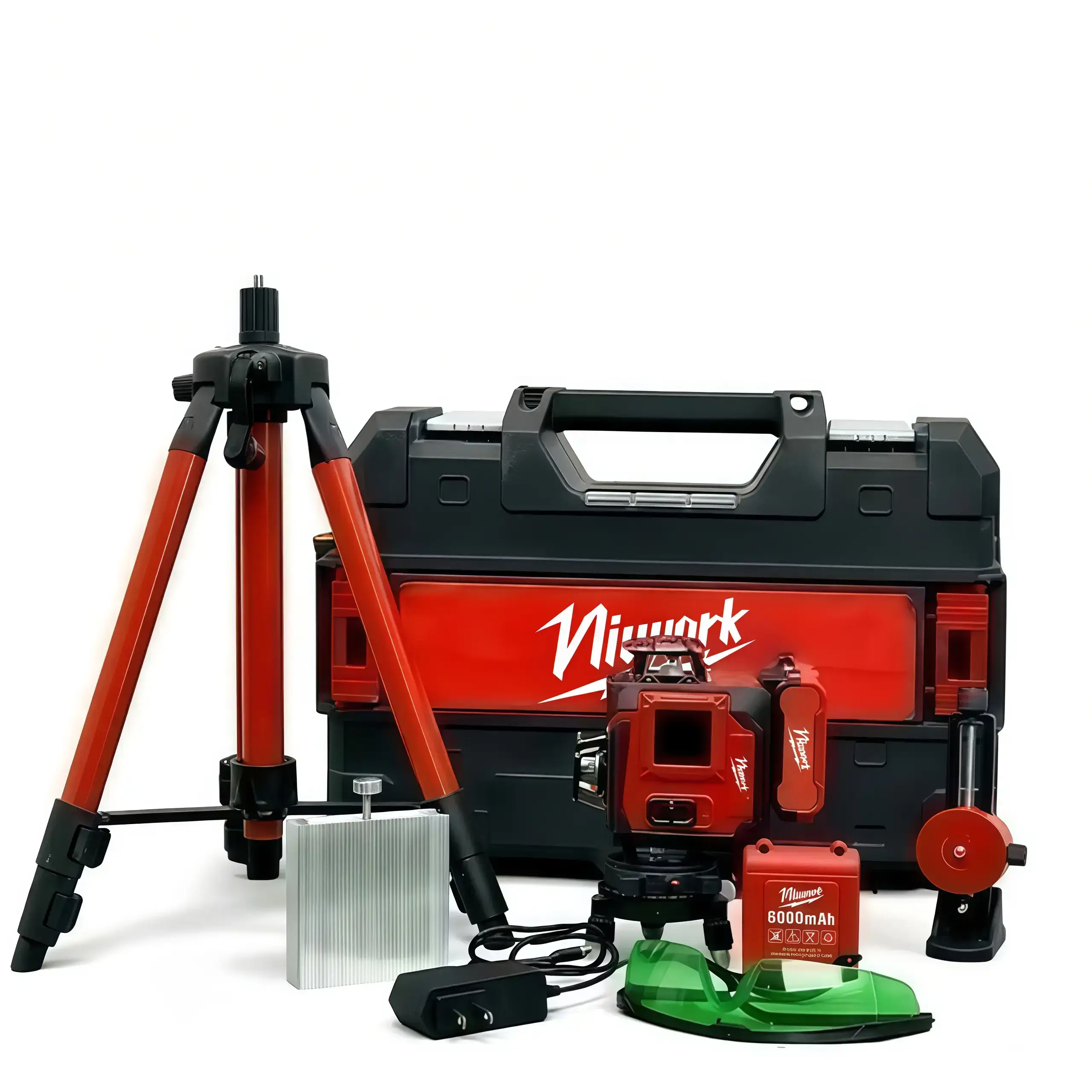 Outdoor Green Line Laser Level Horizontal & Vertical Lines Precise Automatic Calibration Level Tool Combo Kit for Construction Gardening with Handle